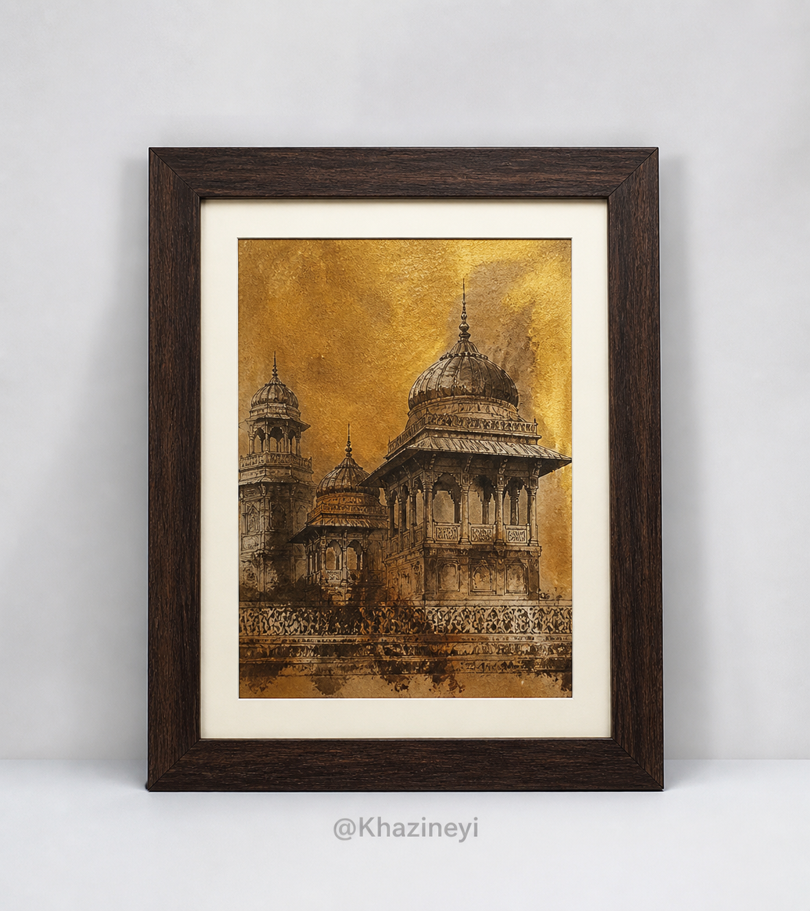 Echoes of Lahore in Gold - antique painting