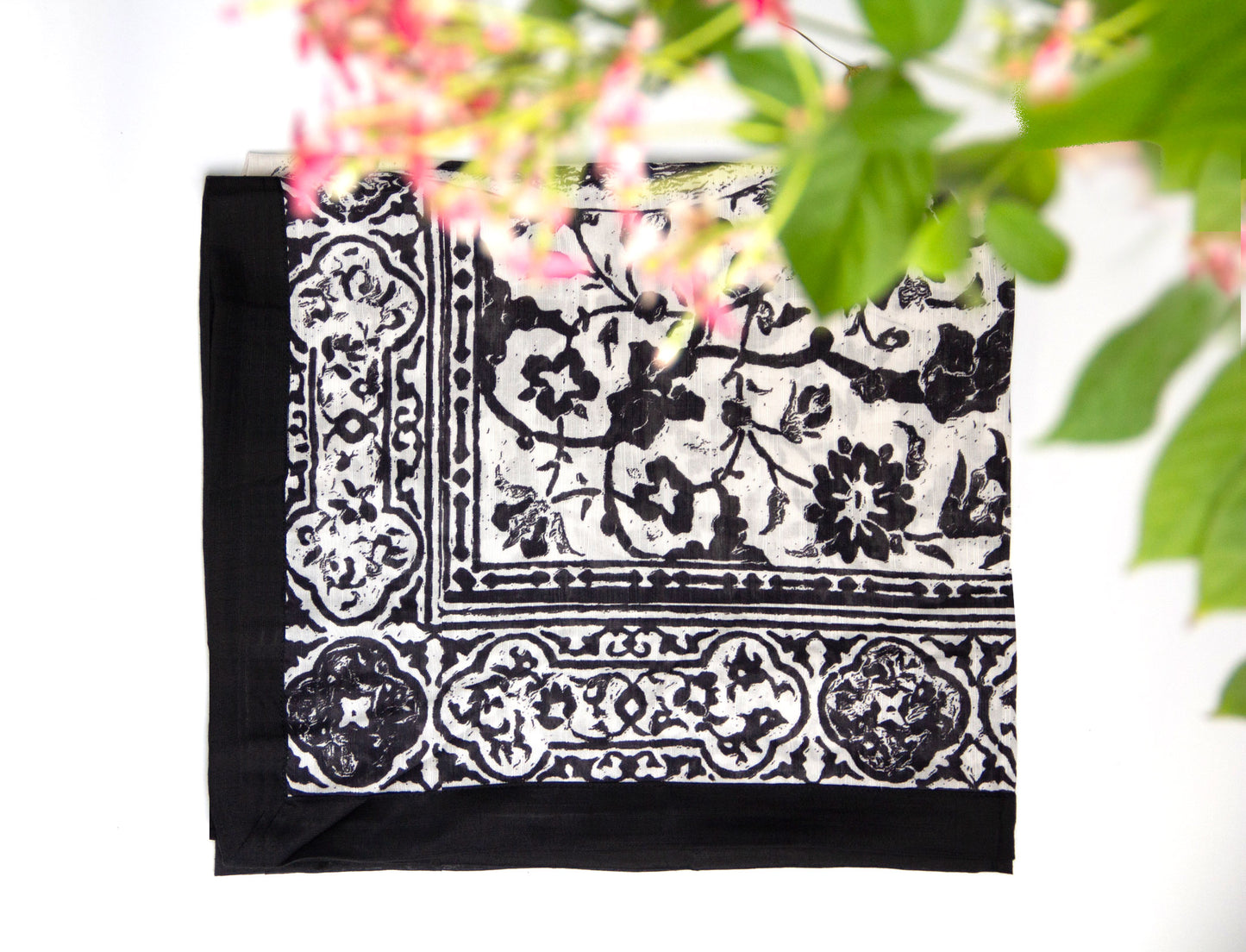Black & White Silk Dupatta