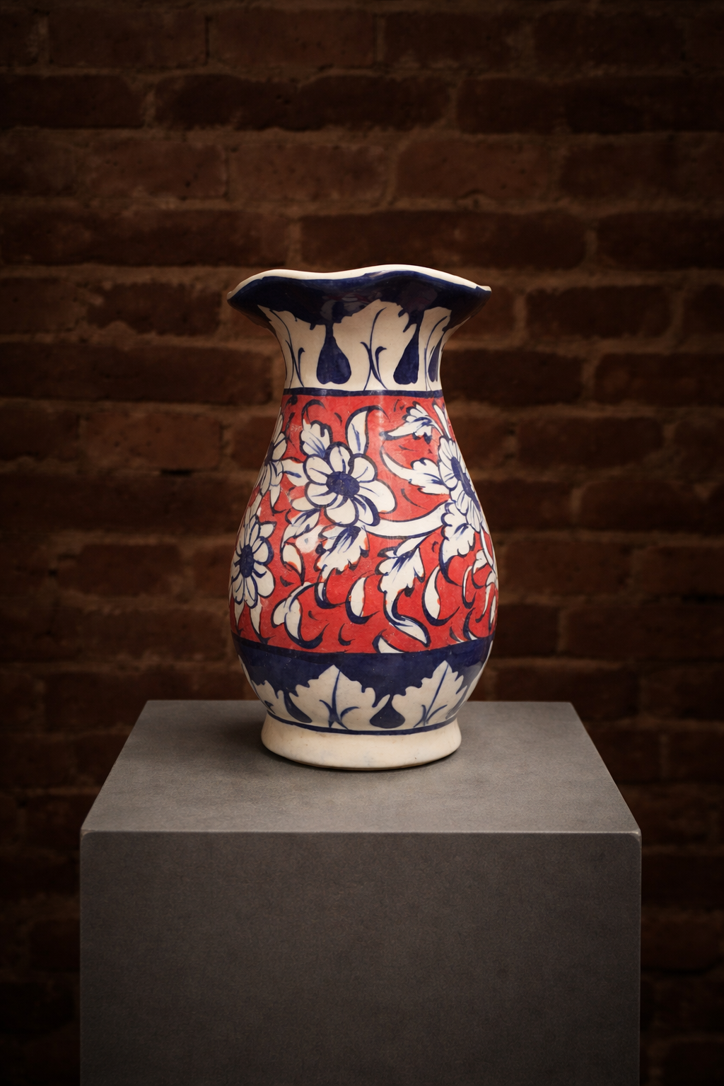 Red round vase