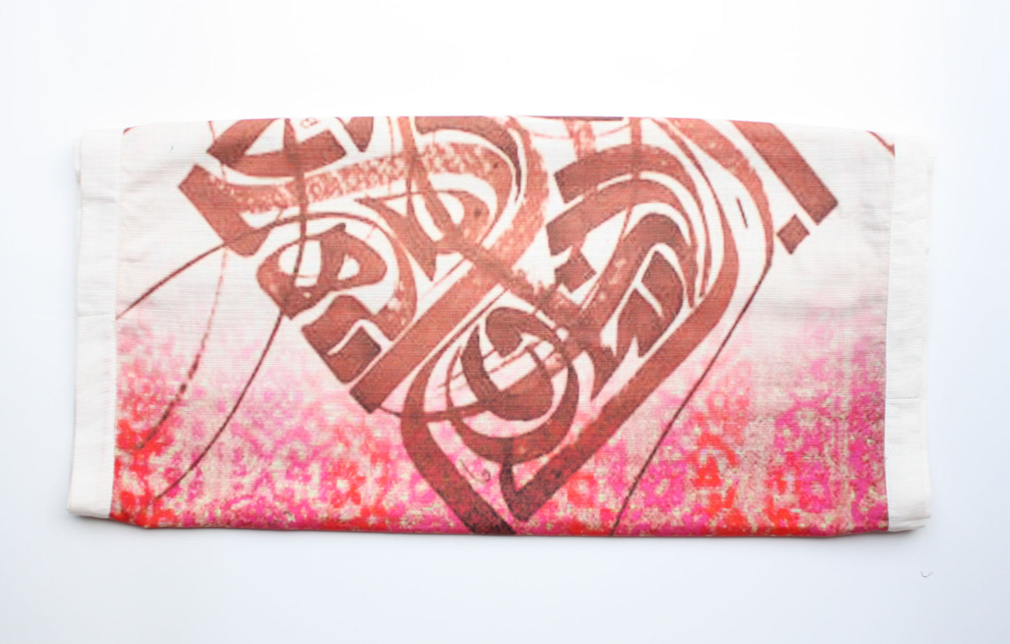 Calligraphic White Pink Scarf