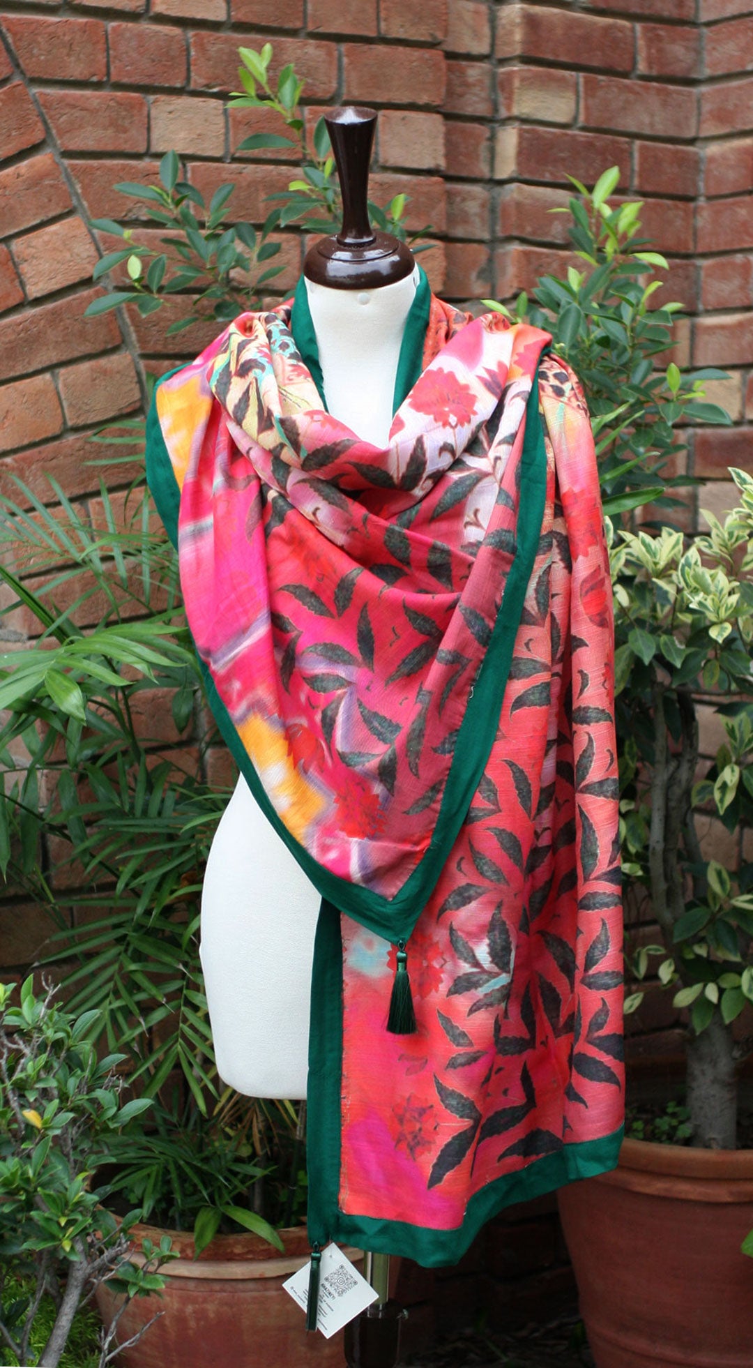 Crimson Floral Scarf