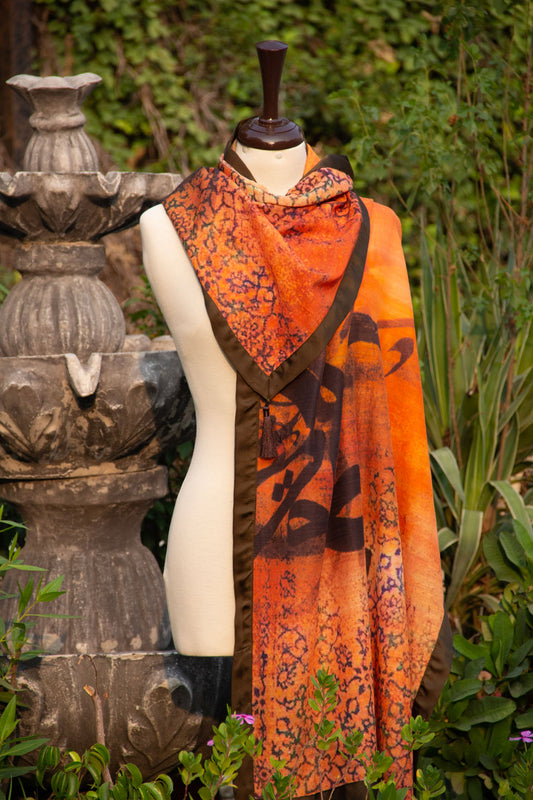 Calligraphic Orange Scarf