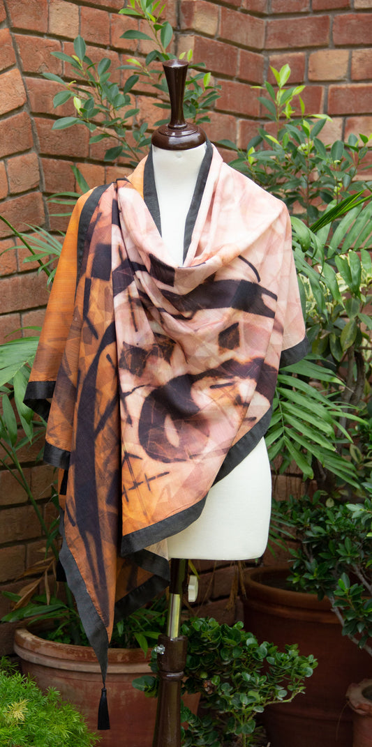 Calligraphic brown Scarf