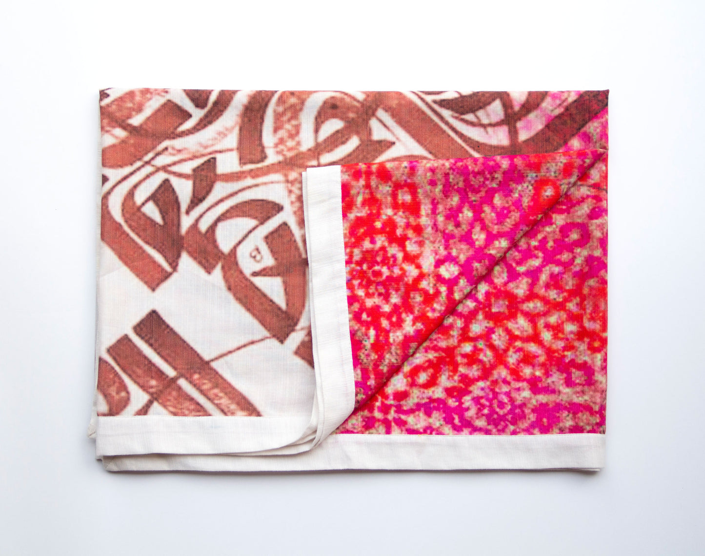 Calligraphic White Pink Scarf